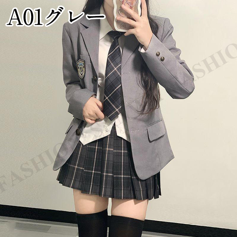 スーツ制服 高校生 女の子 女子 入学式 卒業式 4点セット ジャケット スカート シャツ ネクタイレギュラーブレザー 衣装 プリーツ スカート 女装 服 ドレス｜sanwafashion｜03