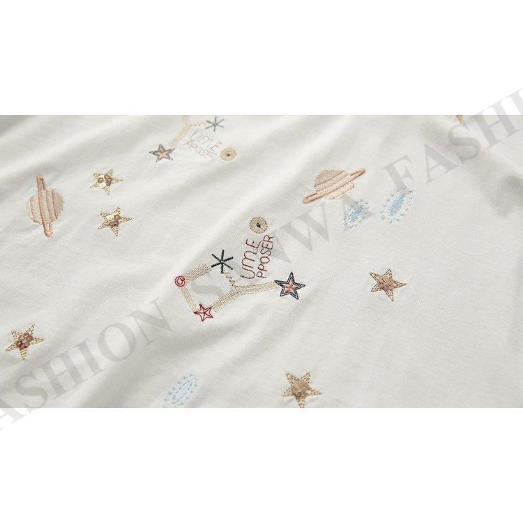 Tシャツ レディース 40代 春夏新作 オシャレ 白Tシャツ 半袖トップス 星刺繍ブラウス 大人 通勤 ゆったりTシャツ カットソー カジュアル韓国風 30代 50代｜sanwafashion｜08