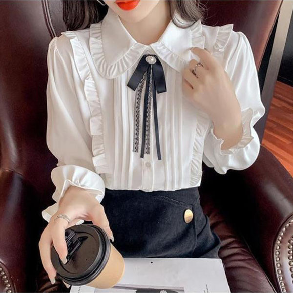 シャツ ブラウス レディース 春服 長袖 シャツブラウス スキッパーシャツ リボン付き ビジネス 上品 大人 着痩せ お洒落 通勤 OL オフィス 二次会 20代 30代