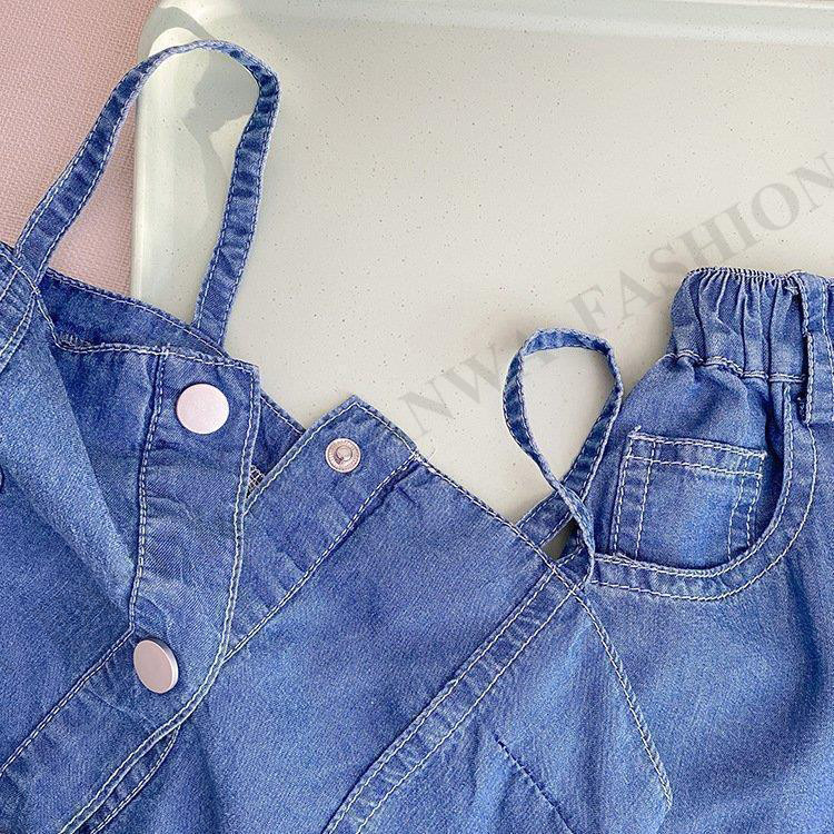 セットアップ キッズ 子供 女の子 ビスチェ ワイドパンツ デニム