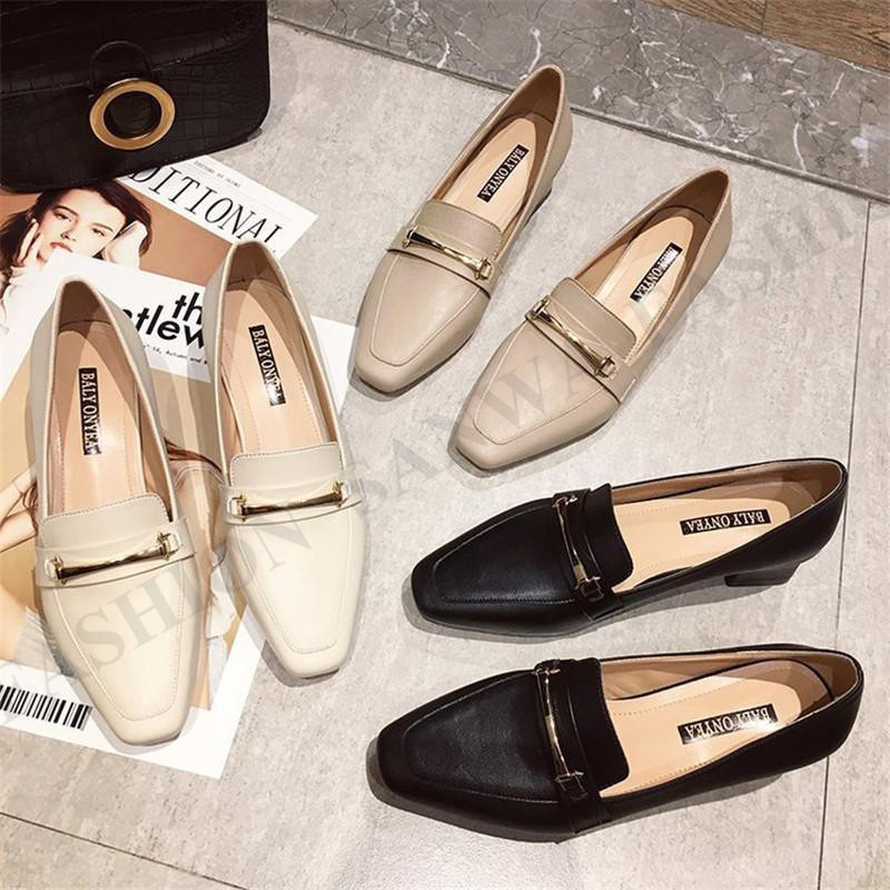 ローファー パンプス レディース レザーシューズ ミドルヒール 中