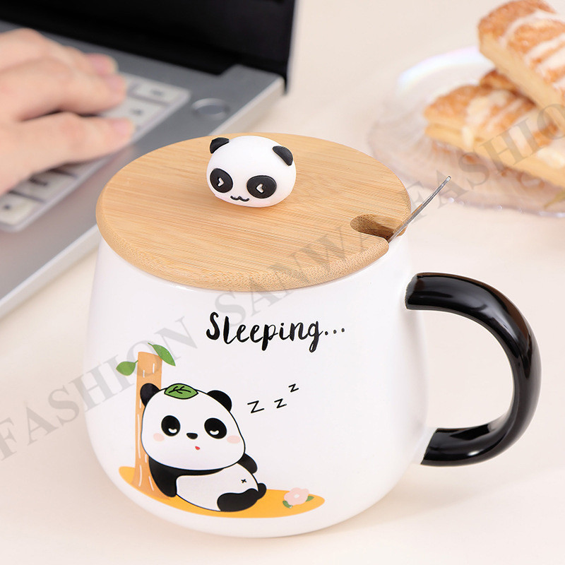 マグカップ 陶器 かわいい グッズ 雑貨 大容量 パンダ柄 蓋付き オシャレ ギフト 贈り物 プレゼント 家庭での食器セラミック 耐熱 朝食 |  | 06
