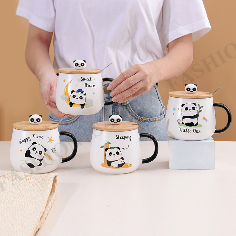 マグカップ 陶器 かわいい グッズ 雑貨 大容量 パンダ柄 蓋付き オシャレ ギフト 贈り物 プレゼント 家庭での食器セラミック 耐熱 朝食 |  | 07