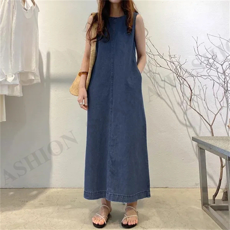 デニムワンピース ロングワンピース ワンピース タンクトップ ノースリーブ 夏 レディース マキシ丈 体型カバー 着痩せ 着回し 美シルエット |  | 04