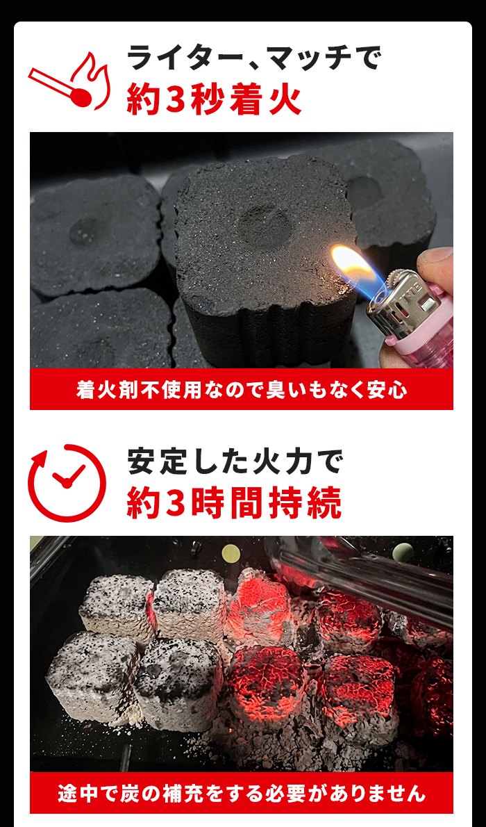 着火炭 木炭 バーベキュー用 12個入(3個×4袋) 選べるセット 単品/2