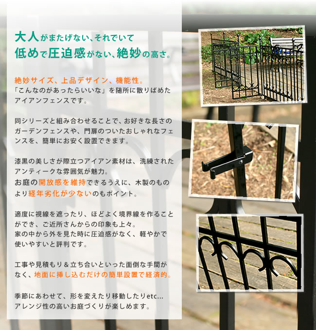 値下げ パークアベニューフェンス連結セット フェンス ゲート 扉 アイアン ガーデンフェンス 枠 柵 仕切り 目隠し 境目 トレリス つる 薔薇 朝顔 園芸 ラティス_2