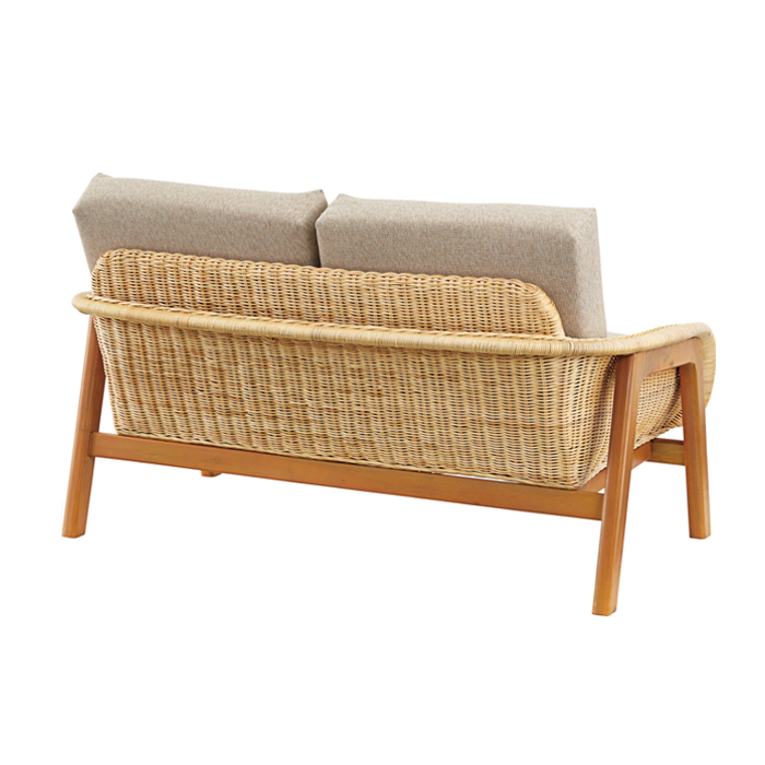 二人掛けソファ 幅115 アジアン 肘付き おしゃれ ラタン ファブリック
