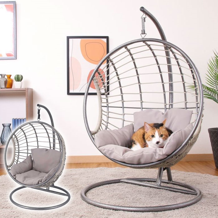 【中古品】ペットモック ラタン調ハンギングチェアベッド ハンギングチェア ラタン調 ペットベッド ハンギング チェア ゆりかご