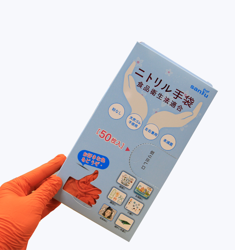 SANYU カラーニトリル手袋【白 黒 紫 緑 ピンク オレンジ】50枚入/箱