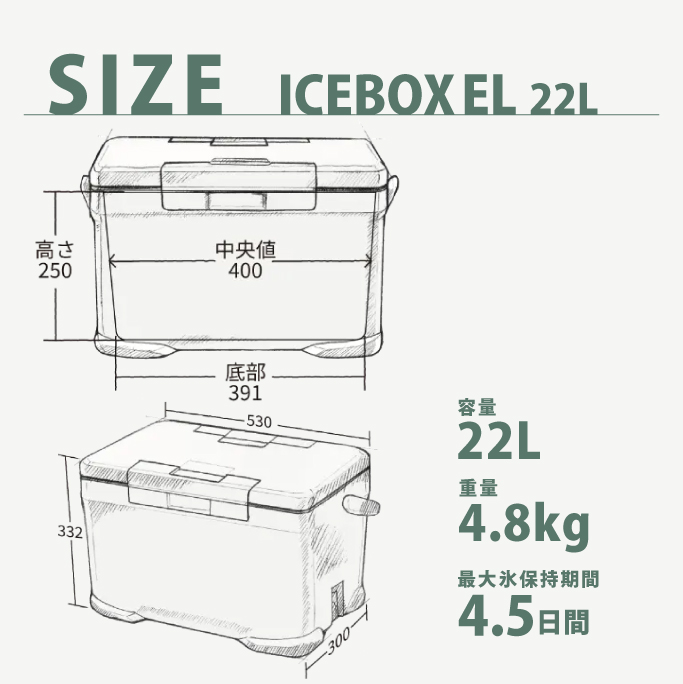 SHIMANO シマノ クーラーボックス 22L チャコール アイスボックス ICEBOX  NX-222V｜sapporo-apollo｜02