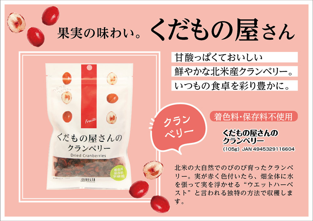 くだもの屋さんのクランベリー 105g ドライフルーツ アメリカ 北米