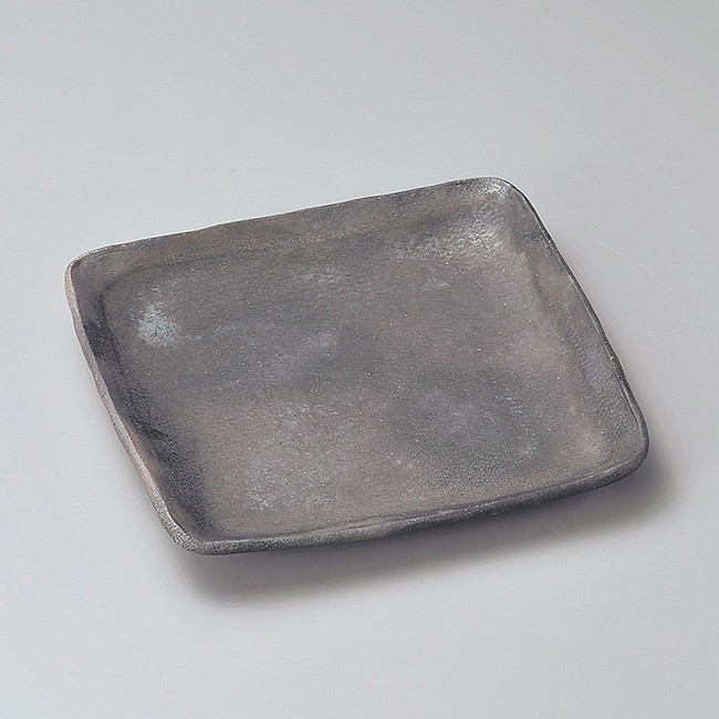 和食器 炭化 正角皿 信楽焼 24×24×3cm スクエア プレート カフェ