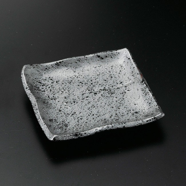 赤金銀彩刷毛正角　和食器　四角プレート　15枚セット 和食器 銀彩結晶正角銘々皿 13.5×13.5×2cm 正角皿 スクエア