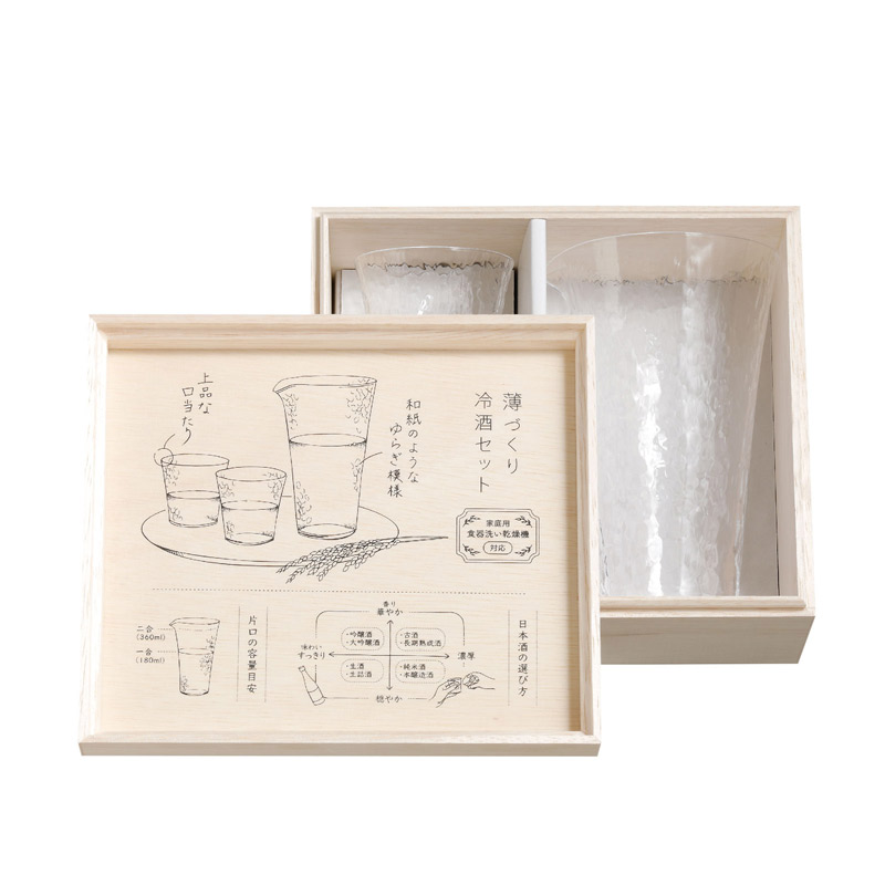 薄づくり冷酒セット 木箱入り 薄葉 東洋佐々木 G096-H108 : Sara-lia