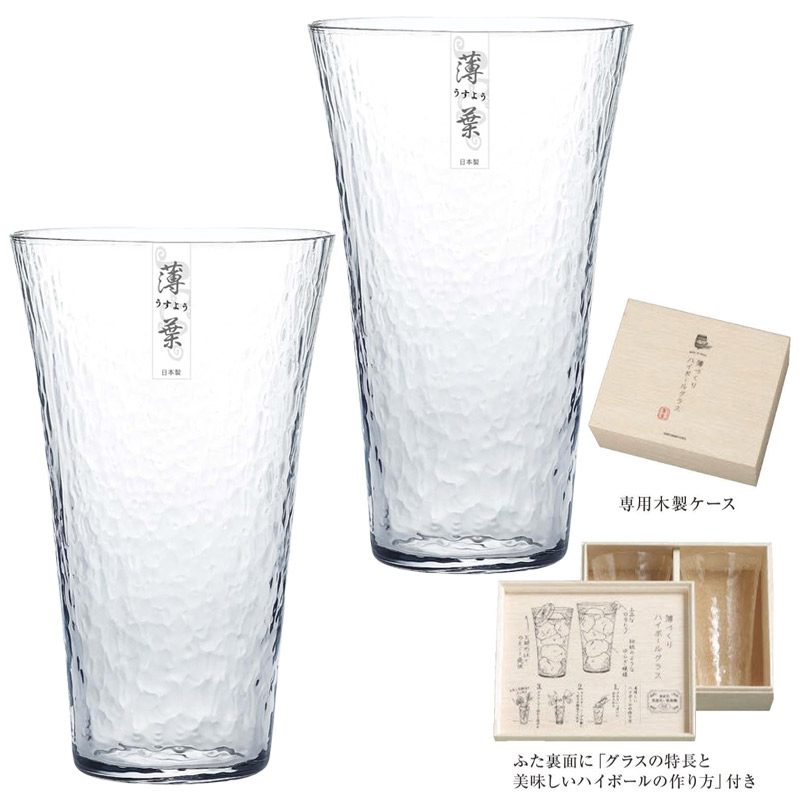薄口 薄づくりハイボールグラスセット 15オンス 435ml 薄葉 東洋佐々木