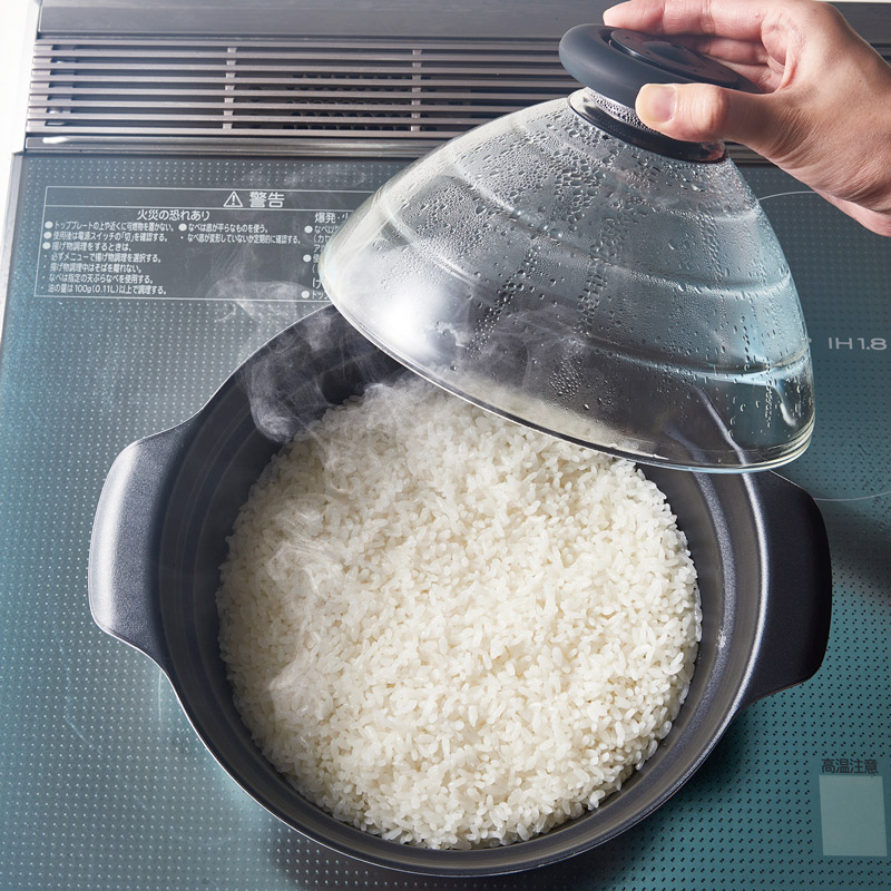 HARIO ハリオ フタがガラスのご飯釜雪平 2〜3合用 ごはん鍋 炊飯用 IH