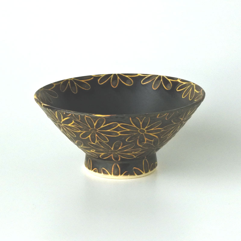 お茶碗 おしゃれ 可愛い 波佐見焼 長十郎窯 花散らし 飯碗 : Sara-lia