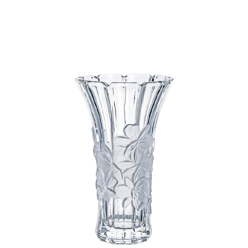 花瓶 フラワーベース クリスタルガラス おしゃれ 上品 和風 蘭柄花器 小 F-70420｜sara-lia