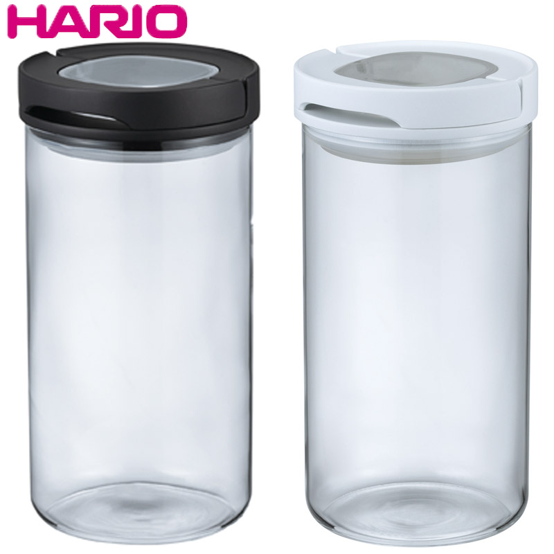 HARIO ハリオ 耐熱ガラス 密閉 キャニスター Lサイズ ブラック コーヒー粉約300g MCNJ-300｜sara-lia