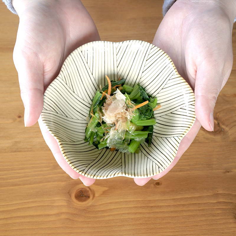 食器 小鉢 ボウル お花 粉引釉 六方押小鉢 natural69 ナチュラル69