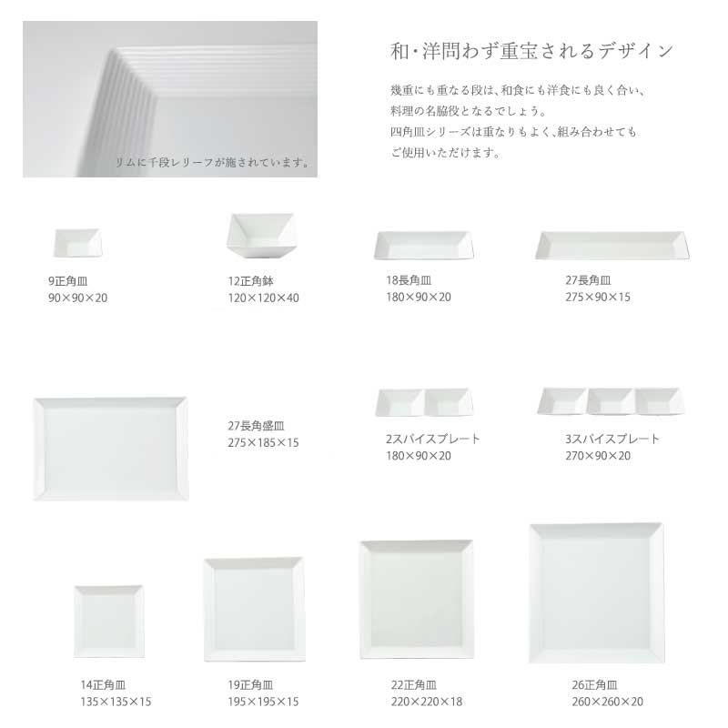 お皿 小皿 薬味皿 仕切り皿 長角皿 小田陶器 千段 スパイスプレート 2