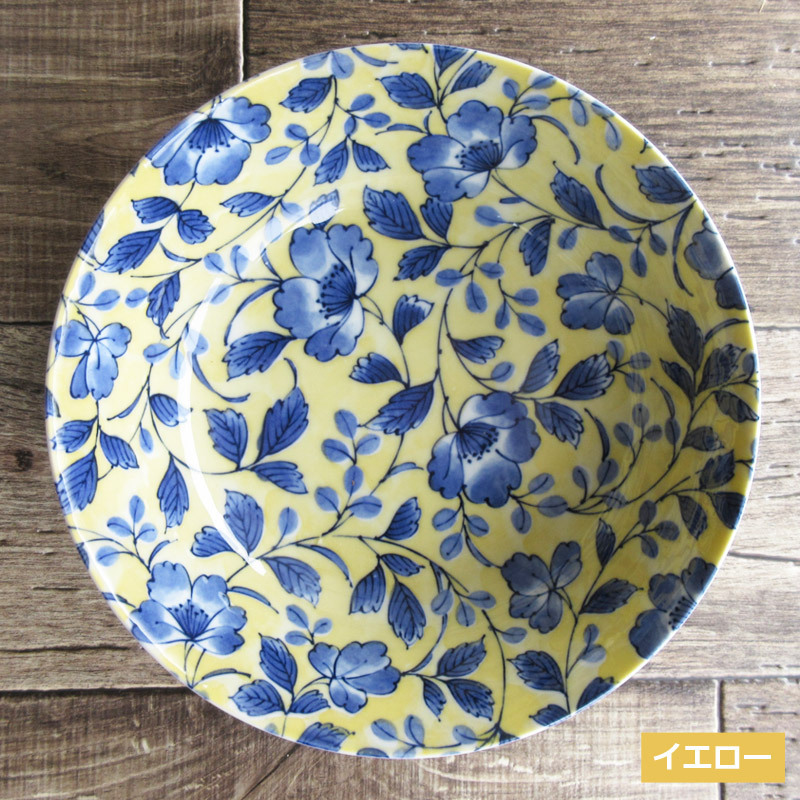 ボウル 浅鉢 和食器 円形 中鉢 おしゃれ さざんか 染付 ピンク