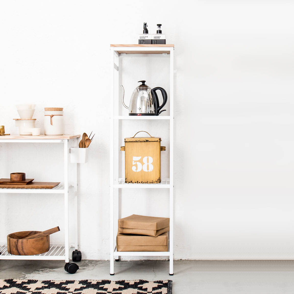 キッチンや洗面の収納におすすめのスリムラック nsp スリムラック 突板 sarasa design（サラサデザイン） キッチンや洗面の収納におすすめの