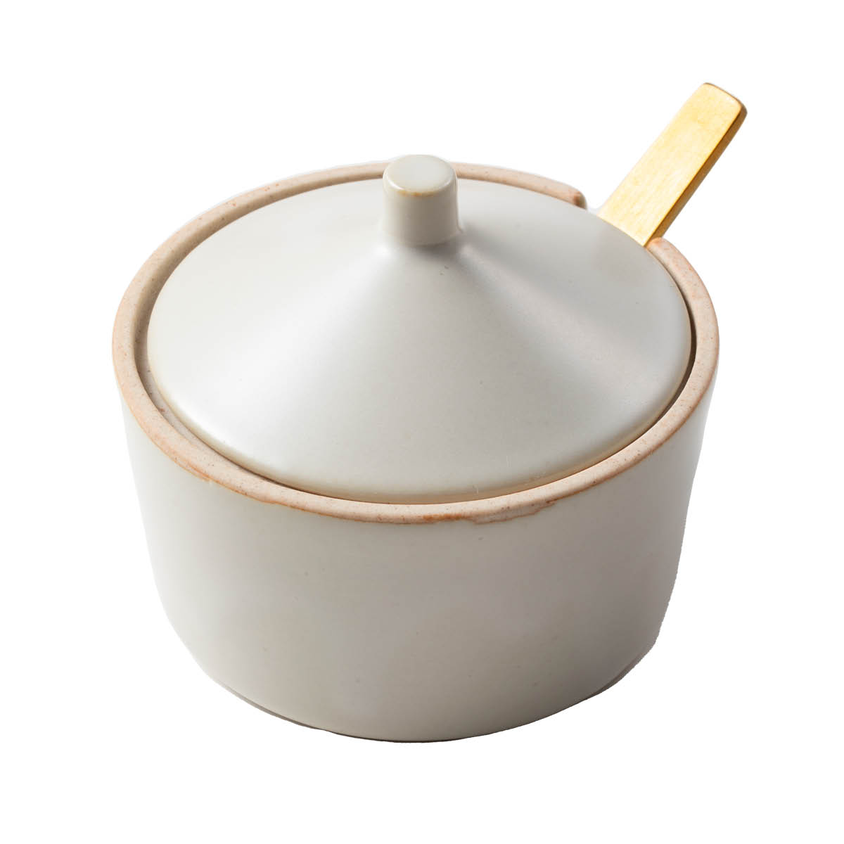 sarasa design 陶器製の蓋つき調味料入れ・小型のスプーンが付属