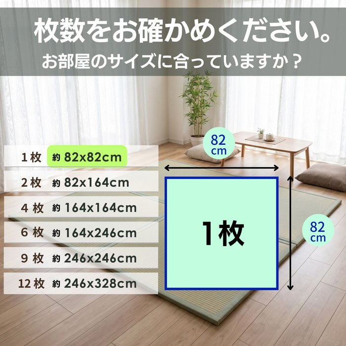 1枚(82x82cm) 半畳サイズ1枚単品 ユニット畳「雅」【不織布貼、スベリ