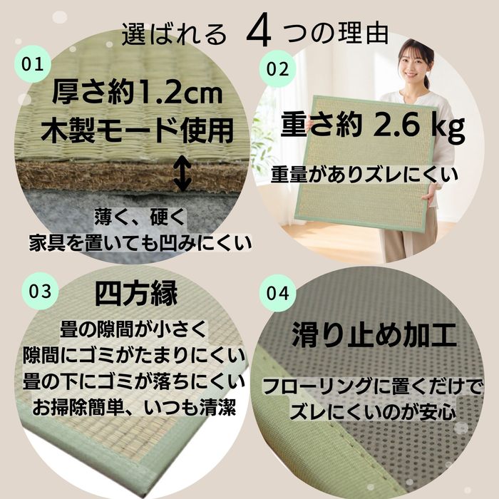 6枚組(164x246cm) 半畳サイズ6枚組：3畳用 ユニット畳「雅」【不織布貼