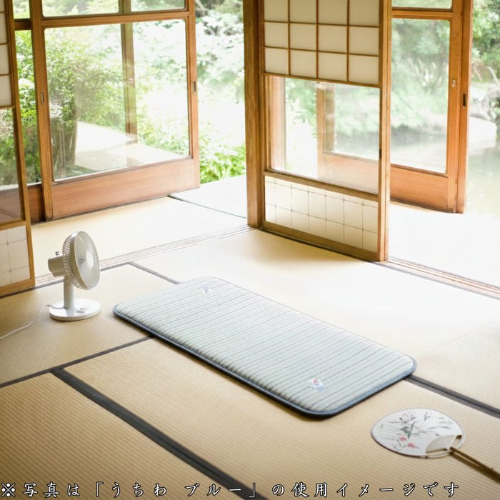 い草長座布団 うちわ ブルー色 55x110c...の詳細画像4