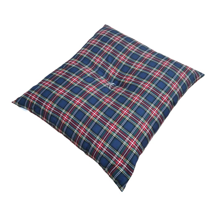 国産わた入れふっくらボリューム長座布団 チェック柄 レッド色 約