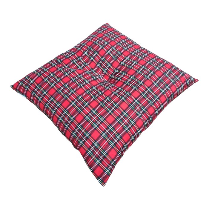 国産わた入れふっくらボリューム長座布団 チェック柄 レッド色 約