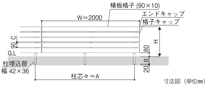 YKK YKKAP ルシアスフェンス H02型 T160 W2000×H1600 フェンス 木調色 横板格子 目隠し 玄関 入口 境界 ガーデニング_5