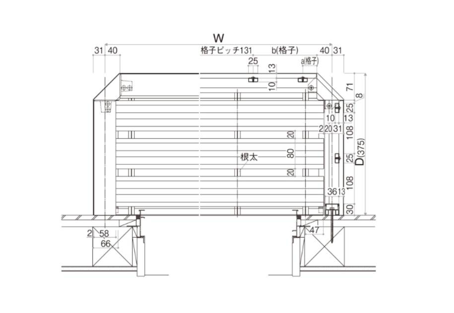 YKK 手すり 3WT 縦格子 16507 W1690×H750 窓まわり 窓手すり 手摺 フラワーボックス たて格子 たて リフォーム YKKAP_4