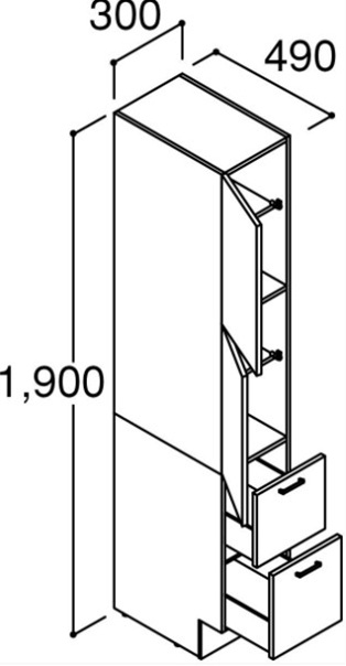 LIXIL リクシル ピアラ ARS-305 間口300mm 奥行490 高さH1900 トールキャビネット 標準タイプ L・R兼用 収納_1