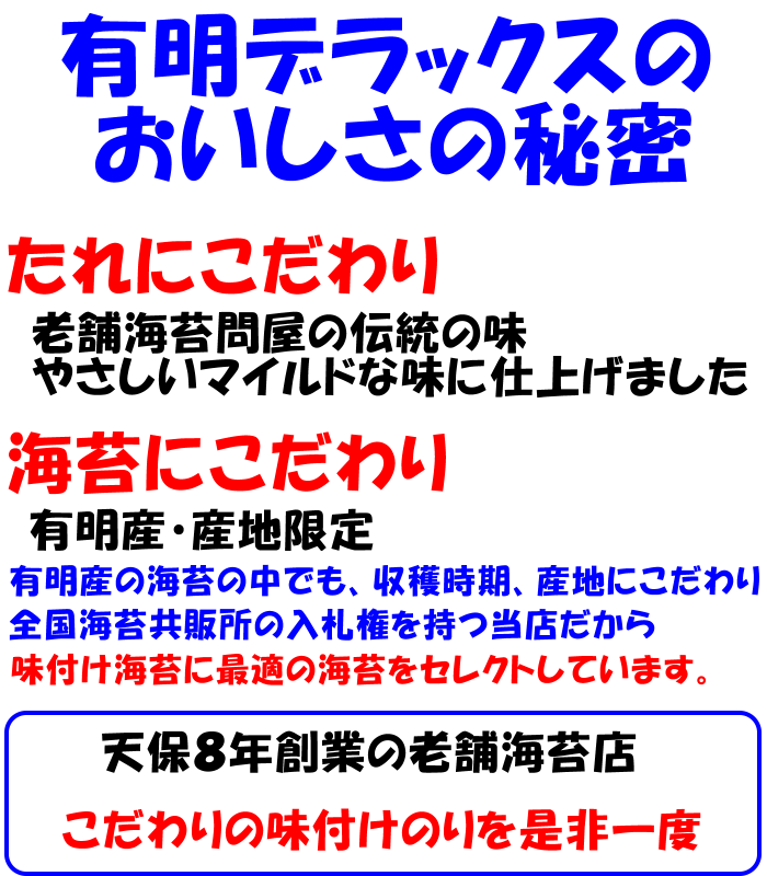 味付け海苔 有明デラックス８０ ８個セット 送料無料 贈答用にも最適 サスヨのり :4973346092816:サスヨのり - 通販 -  Yahoo!ショッピング