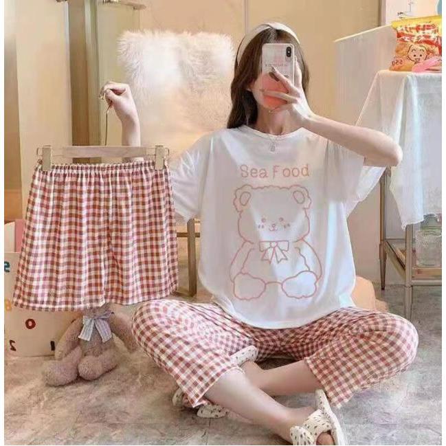 パジャマレディースルームウェア おしゃれ 綿 セットアップ 半袖 春 夏 柔らかく軽い薄手の快適Tシャツ 可愛い ゆったり シンプル寝巻き部屋着 |  | 03