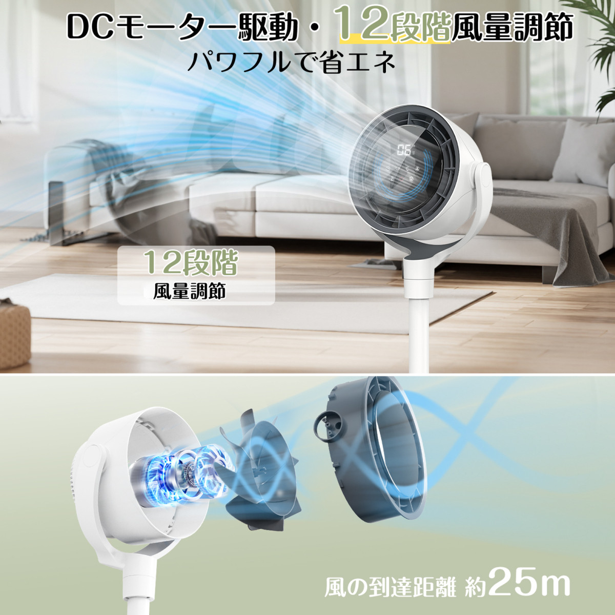 サーキュレーター 小型 扇風機 節電 12段階 360度自動首振り 静音 Amazon | XVOOX サーキュレーター 360度首振り 静音 dcモーター
