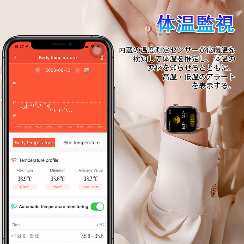 スマートウォッチ センサー 皮膚温変動検知 心拍数