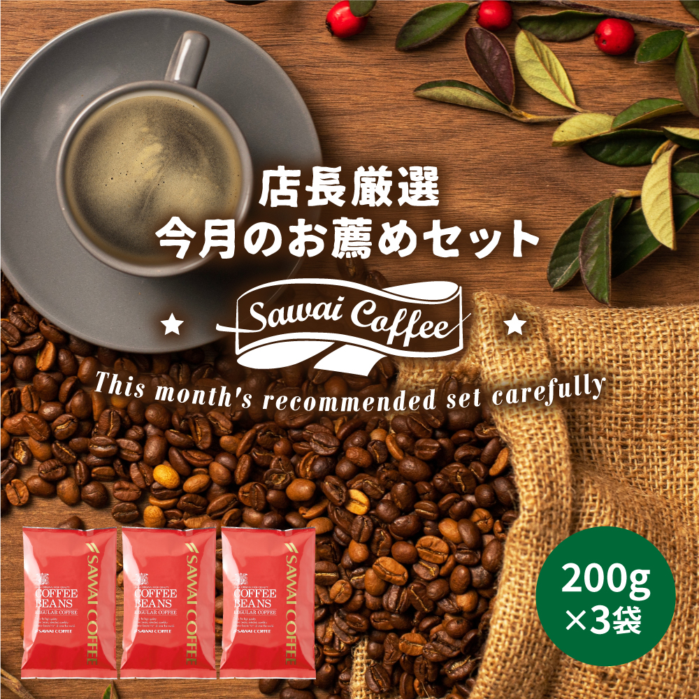 コーヒー 飲み比べ 5月のおすすめレギュラー福袋 3種 600g 澤井珈琲 【RD】 【TS】