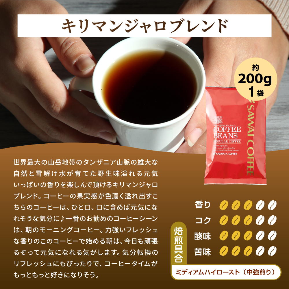 澤井珈琲 コーヒー 飲み比べ 3月のおすすめレギュラー福袋 3種 600g