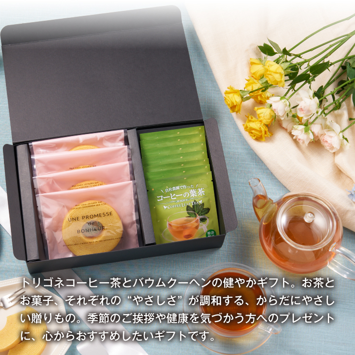 澤井珈琲 敬老の日ギフト バウムクーヘンとトリゴネコーヒー茶