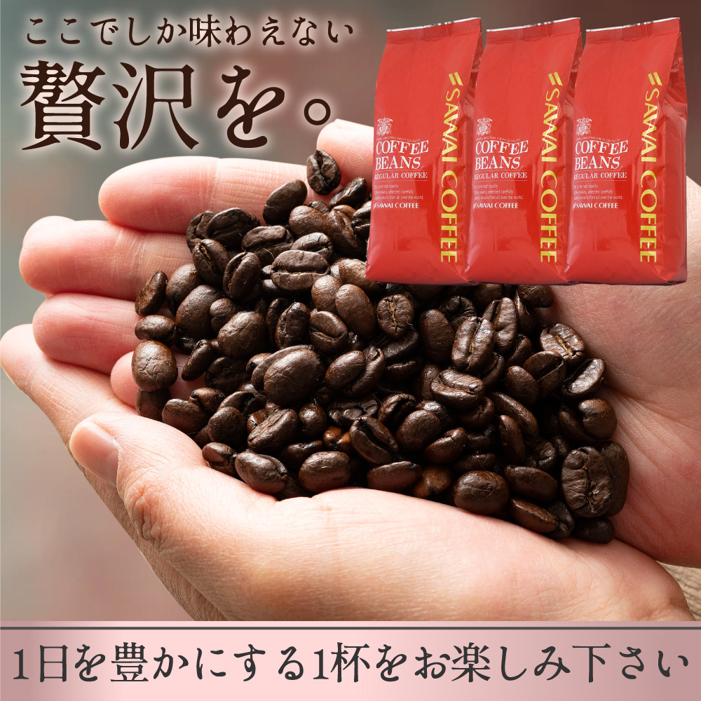 澤井珈琲 コーヒー豆 珈琲豆 フルーティーやくも 1.2kg 400gx3袋 中