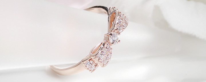 ダイヤモンド リボン リング 指輪 ダイヤ フェミニン 0.2ct 18k