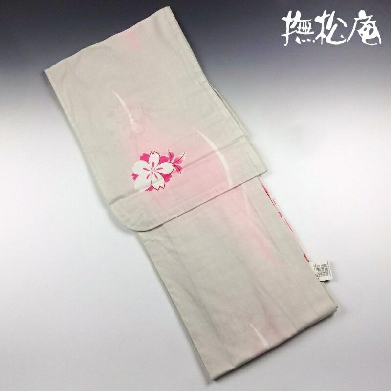 専用ページ　浴衣「撫松庵」綿紬　朝顔、撫子/白ピンク色　綿１００％　サイズＭ 専用ページ 浴衣「撫松庵」綿紬 朝顔、撫子/白ピンク色 綿100
