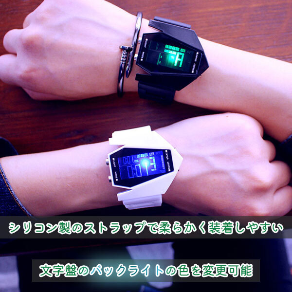 LED カラー 腕時計 レディース メンズ 時計 デジタル 発光カジュアル ラバー ストラップ ファッショナブル 韓国系 ペアウォッチ｜saybee｜04