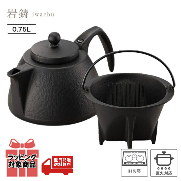 岩鋳（IWACHU） コーヒーポット セット ブラック 0.75L IH対応 南部