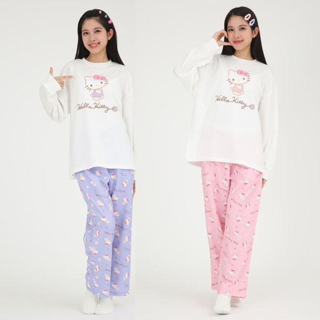SAZAC(サザック) ガーリーフラワーハローキティ セットアップパジャマ