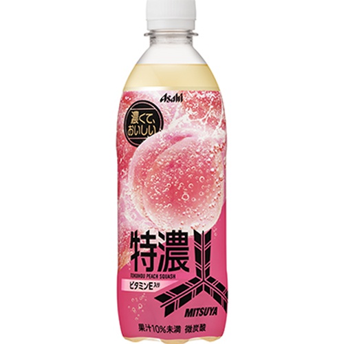 【在庫処分】 賞味期限：2025年6月19日 三ツ矢 特濃ピーチスカッシュ (500ml) ペットボトル｜SCB